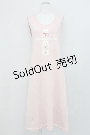 画像: WONDERFUL WORLD / ロゴpt&ワッペン付きジャンパースカート  ピンク T-25-03-27-023-LO-OP-SA-ZI