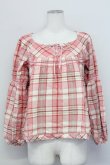 画像1: PINK HOUSE / チェックスクウェア刺繍入りネックネルシャツ  ピンク T-25-03-27-005-LO-BL-SA-ZT (1)