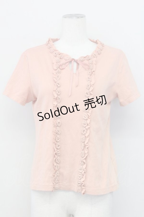 画像1: PINK HOUSE / ニットモチーフ付きTシャツ L ピンク T-25-03-27-006-LO-TS-SA-ZY (1)