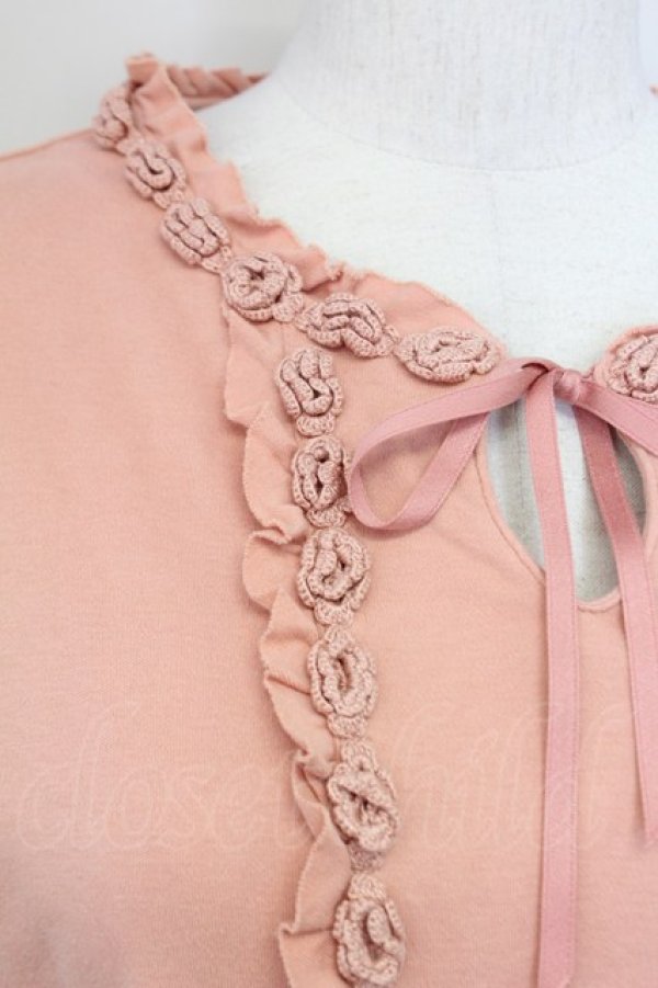 画像4: PINK HOUSE / ニットモチーフ付きTシャツ L ピンク T-25-03-27-006-LO-TS-SA-ZI (4)