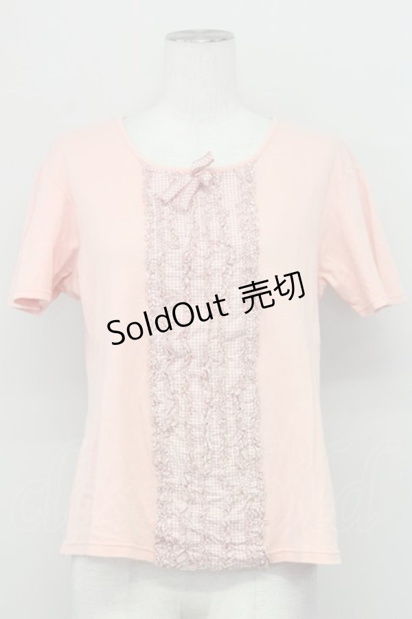 画像1: PINK HOUSE / ギンガムフリルTシャツ L ピンク T-25-03-27-008-LO-TS-SA-ZI (1)