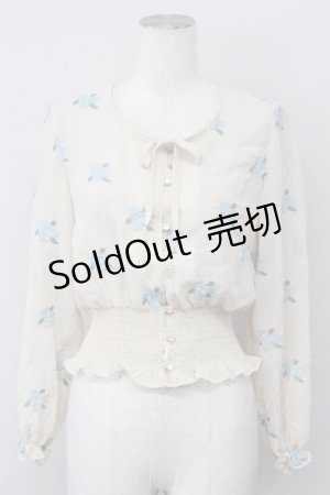 画像: an another angelus / バラ刺繍シースルーブラウス  オフホワイト T-25-03-30-007-CA-BL-SA-ZT