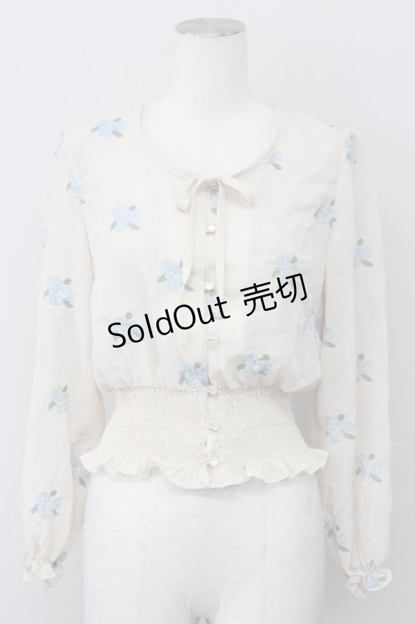 画像1: an another angelus / バラ刺繍シースルーブラウス  オフホワイト T-25-03-30-007-CA-BL-SA-ZT (1)