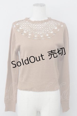 画像: an another angelus / 花モチーフ切り替えニット  ブラウン T-25-03-30-010-CA-TO-SA-ZT089