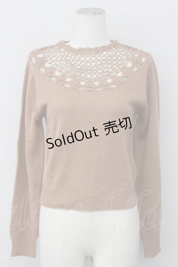 画像1: an another angelus / 花モチーフ切り替えニット  ブラウン T-25-03-30-010-CA-TO-SA-ZT089 (1)