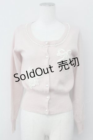 画像: an another angelus / パール&レースモチーフカーディガン  ピンク T-25-03-30-011-CA-TO-SA-ZT