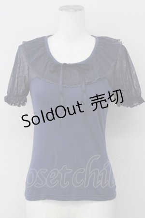 画像: F i.n.t / ドットチュール切替ビスチェカットソー  ネイビー T-25-03-30-012-CA-TO-SA-ZT