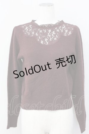 画像: an another angelus / レース切り替えニット  ブラウン T-25-03-30-013-CA-TO-SA-ZT089