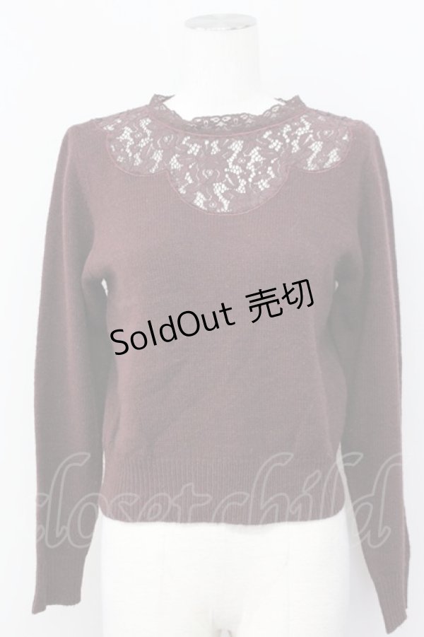 画像1: an another angelus / レース切り替えニット  ブラウン T-25-03-30-013-CA-TO-SA-ZT089 (1)