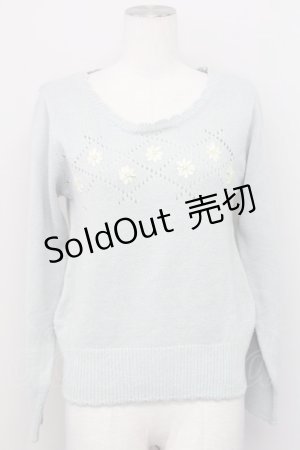 画像: F i.n.t / リボン刺繍フラワーニット  ミント T-25-03-31-019-CA-TO-SA-ZT069