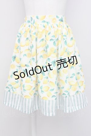 画像: F i.n.t / レモン柄スカート  グリーンXイエロー T-25-03-31-026-CA-SK-SA-ZT
