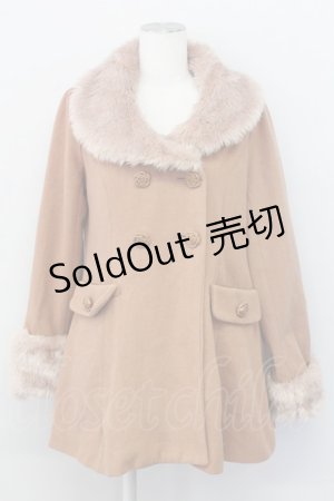 画像: 【SALE】an another angelus / ファー衿付きバラ釦コート  ピンクブラウン T-25-03-31-003-CA-CO-SA-ZTC039