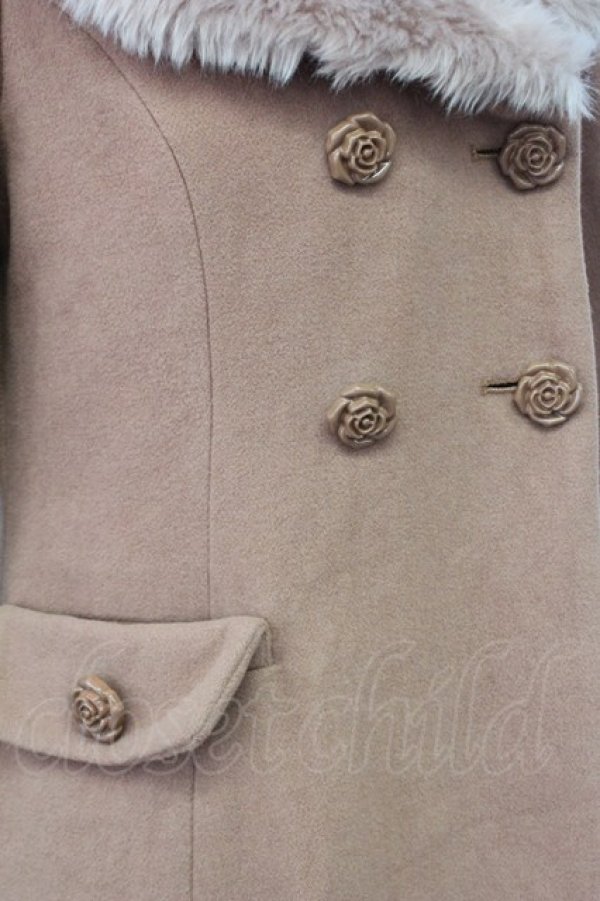 画像3: an another angelus / ファー衿付きバラ釦コート  ピンクブラウン T-25-03-31-003-CA-CO-SA-ZT-C039 (3)