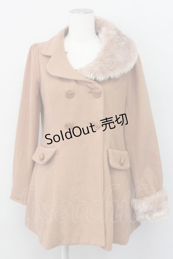 画像4: 【SALE】an another angelus / ファー衿付きバラ釦コート  ピンクブラウン T-25-03-31-003-CA-CO-SA-ZTC039 (4)