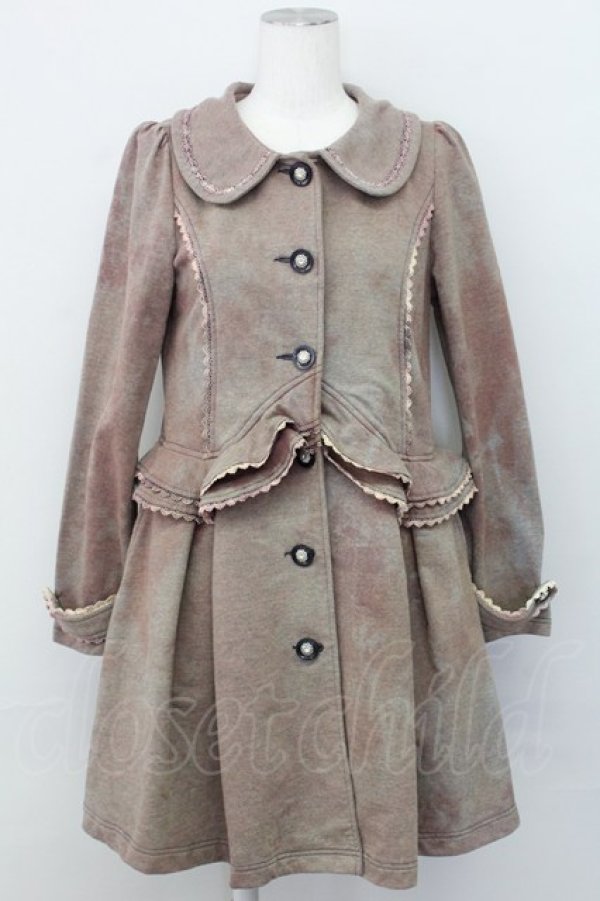画像1: axes femme / ペプラム切替裏毛コート M ネイビーXブラウン T-25-03-31-004-AX-CO-SA-ZT-C039 (1)