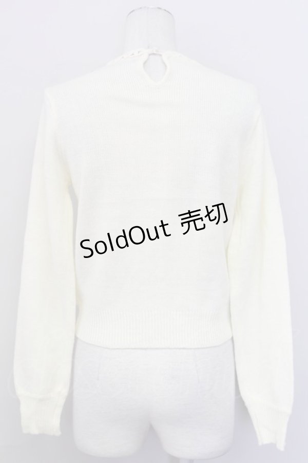 画像2: an another angelus / 花モチーフ切り替えニット  オフホワイト T-25-03-31-007-CA-TO-SA-ZT242 (2)