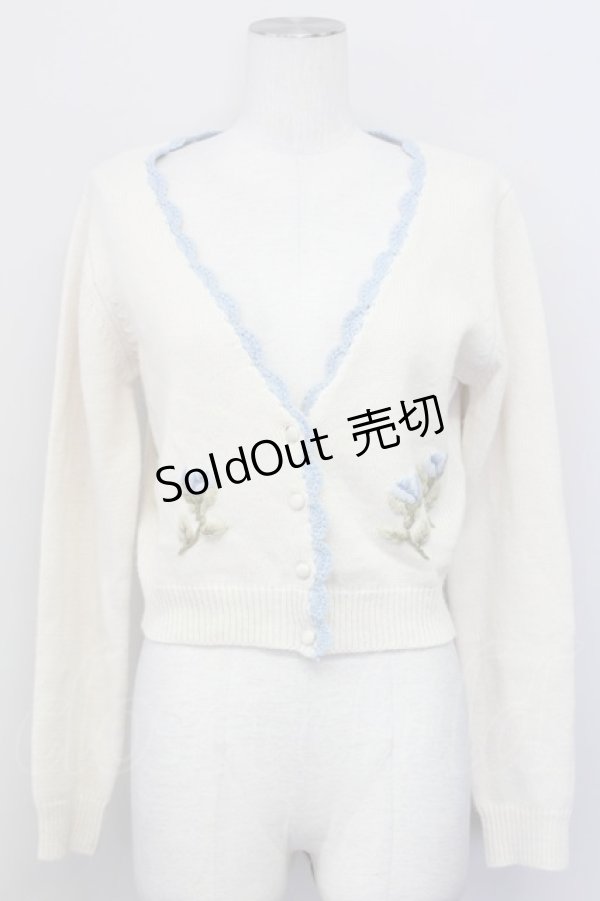 画像1: F&A / 蕾刺繍&スカラップVネックニット  アイボリー T-25-03-31-011-LO-TO-SA-ZT (1)