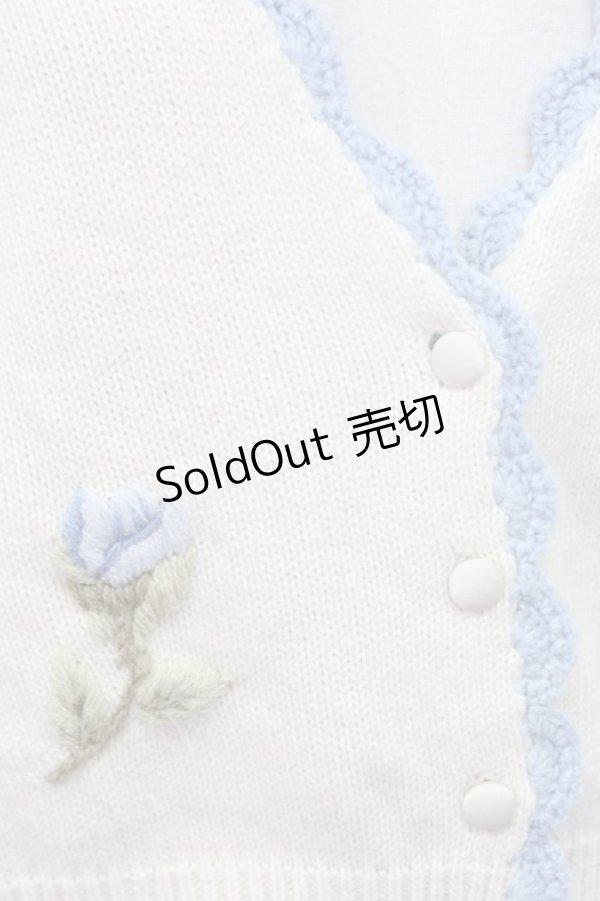 画像4: F&A / 蕾刺繍&スカラップVネックニット  アイボリー T-25-03-31-011-LO-TO-SA-ZT (4)