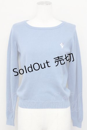 画像: F i.n.t / プードル刺繍ニットプルオーバー  ブルー T-25-03-31-016-CA-TO-SA-ZT069
