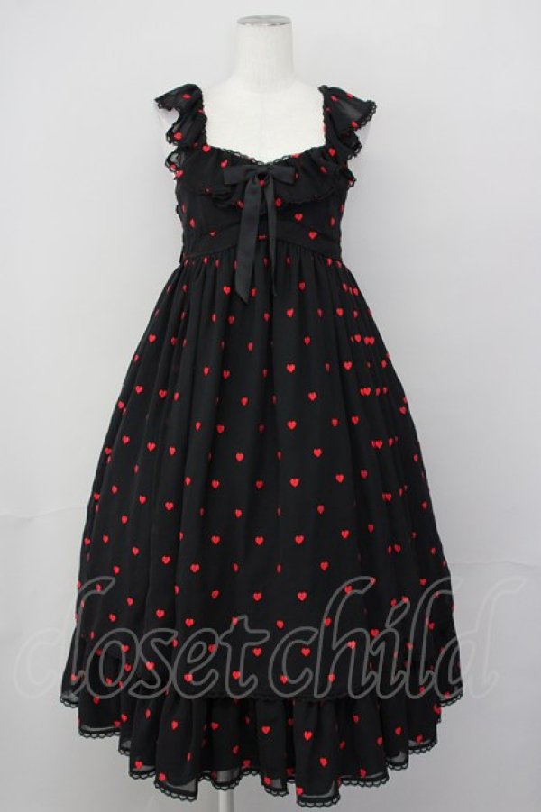画像1: Angelic Pretty / Petit Heartジャンパースカート  黒ｘ赤 T-25-04-20-002-AP-OP-SA-ZI (1)