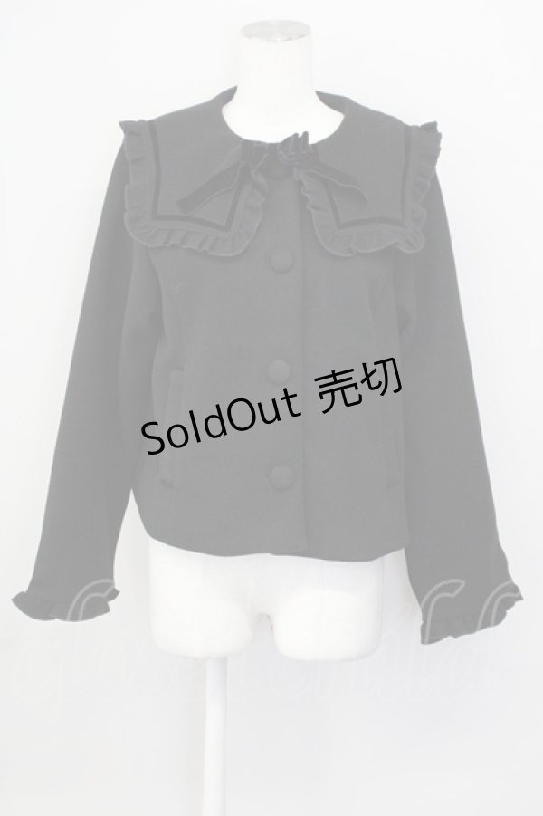 画像1: m petit by misako / セーラー襟ショートコート  黒 T-25-04-20-012-LO-CO-SA-ZI (1)