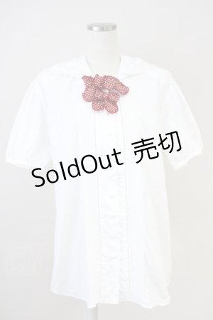 画像: KETTY / ドットリボンセーラー半袖ブラウス  白Ｘ赤 T-25-04-21-001-EL-BL-SA-ZI