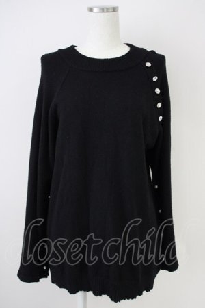 画像: axes femme / アソート釦付スリット袖ニット  黒 T-25-04-21-018-AX-TO-SA-ZI