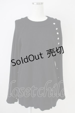 画像: axes femme / アソート釦付スリット袖ニット  黒 T-25-04-21-018-AX-TO-SA-ZI