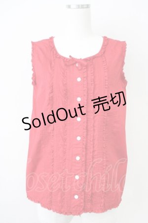 画像: KETTY / ピンタックフリルノースリーブブラウス  赤 T-25-04-21-008-EL-BL-SA-ZI