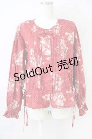 画像: KETTY / フラワーブーケドットブラウス  赤 T-25-04-21-010-EL-BL-SA-ZI