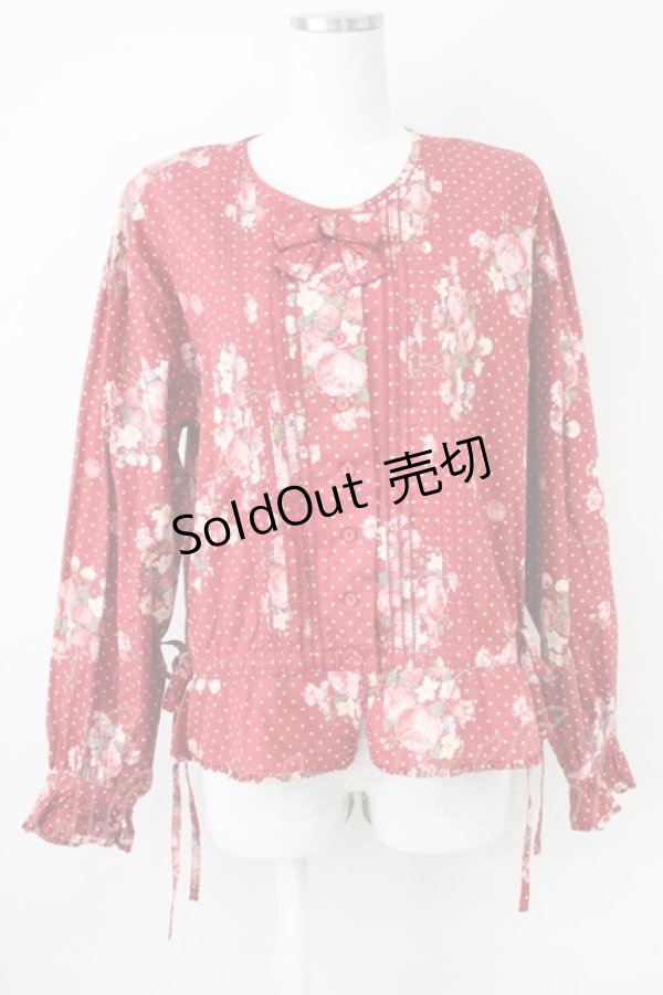 画像1: KETTY / フラワーブーケドットブラウス  赤 T-25-04-21-010-EL-BL-SA-ZI (1)