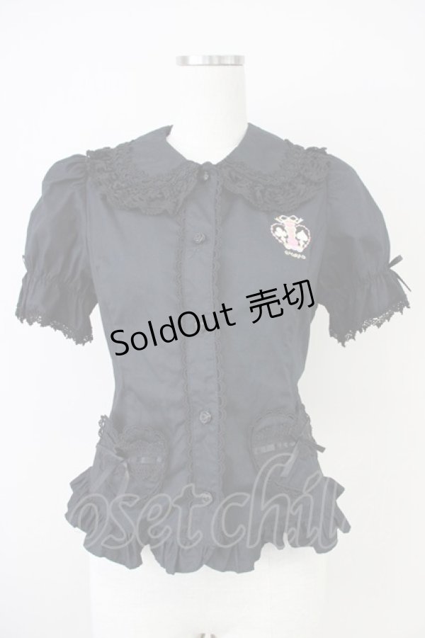 画像1: MAM MAXICIMAM / マジカルクラウン刺繍ブラウス  黒 T-25-04-21-015-LO-BL-SA-ZI (1)
