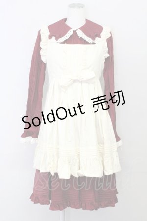 画像: metamorphose / シャーリング長袖ワンピース  エンジ T-25-04-23-001-ME-OP-SA-ZI