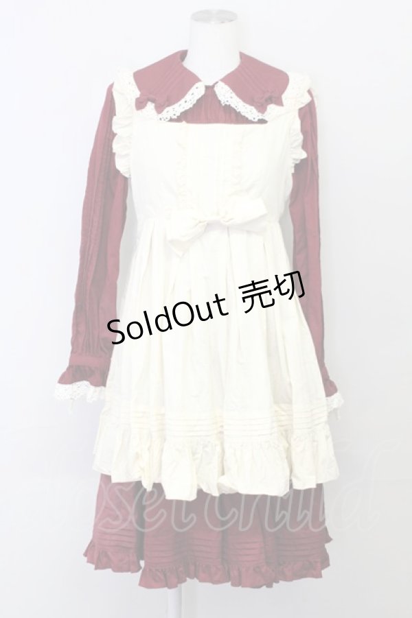 画像1: metamorphose / シャーリング長袖ワンピース  エンジ T-25-04-23-001-ME-OP-SA-ZI (1)