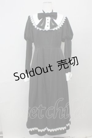画像: Alice Girl / カトラリーリボンタイ長袖ワンピース XL 黒Ｘ白 T-25-04-23-002-EL-OP-SA-ZI