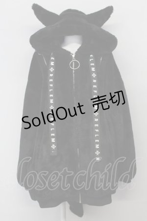 画像: REFLEM / DEVILデザインファーパーカー  黒 T-25-04-23-021-PU-CO-SA-ZI