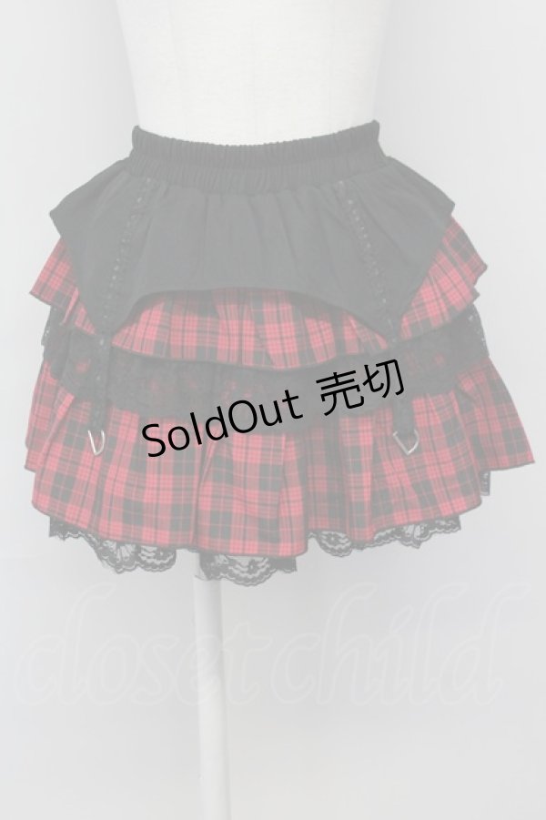 画像1: LOLITAその他(お買取対象外) / チェックフリルキュロット  黒Ｘ赤チェック T-25-04-23-003-LO-PA-SA-ZI (1)