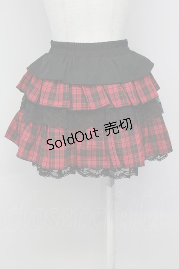 画像2: LOLITAその他(お買取対象外) / チェックフリルキュロット  黒Ｘ赤チェック T-25-04-23-003-LO-PA-SA-ZI (2)