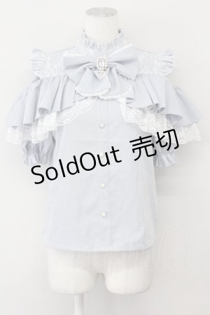 画像: LOLITAその他(お買取対象外) / リボンレースオフショルブラウス  サックスＸ白 T-25-04-23-005-LO-BL-SA-ZT