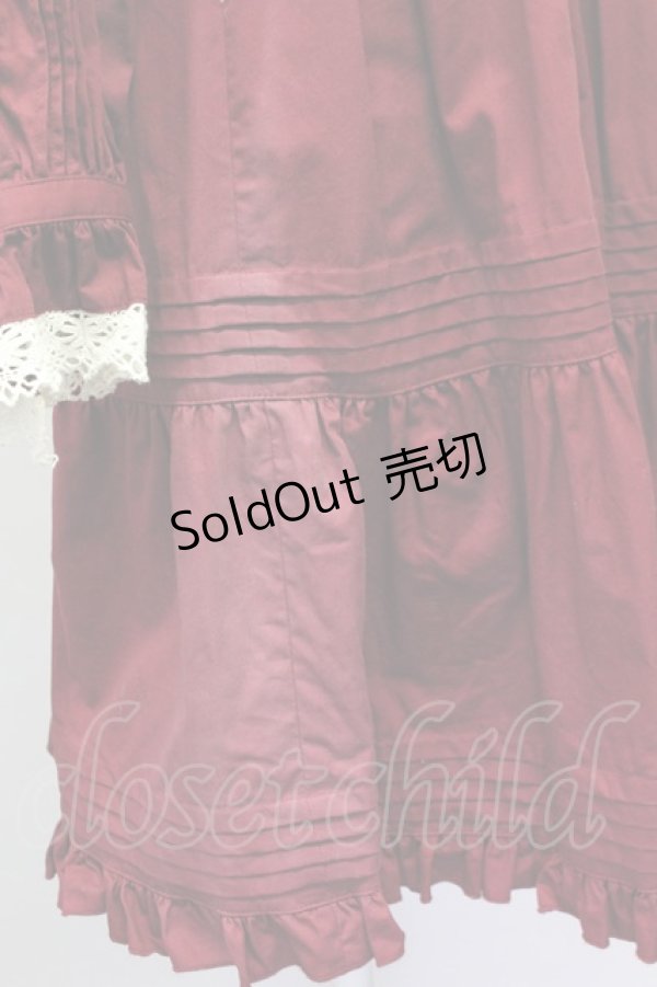 画像6: metamorphose / シャーリング長袖ワンピース  エンジ T-25-04-23-001-ME-OP-SA-ZI (6)