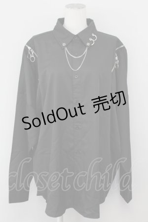 画像: THICC / 肩ZIPシャツ  黒Ｘシルバー T-25-04-23-014-LO-BL-SA-ZT