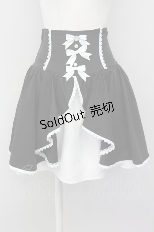画像1: DearMyLove / フロントラッフルコルセットスカート LL 黒Ｘ白 T-25-04-23-015-EL-SK-SA-ZT (1)