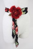 画像1: WONDERFUL WORLD / バラコサージュ付きサッシュベルト  ブラック×レッド T-25-04-25-002-LO-ZA-SA-ZT (1)