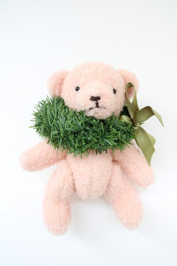 画像1: WONDERFUL WORLD / リース被りクマコサージュ  ピンク×グリーン T-25-04-26-013-LO-ZA-SA-ZT (1)