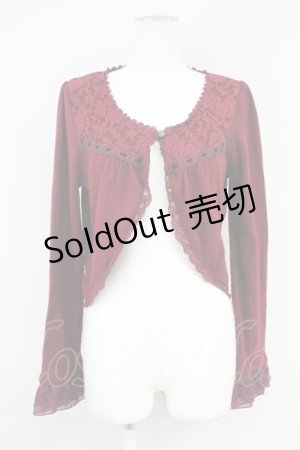 画像: axes femme / 起毛レース切替ボレロ  ボルドー T-25-05-16-031-AX-TO-SA-ZT
