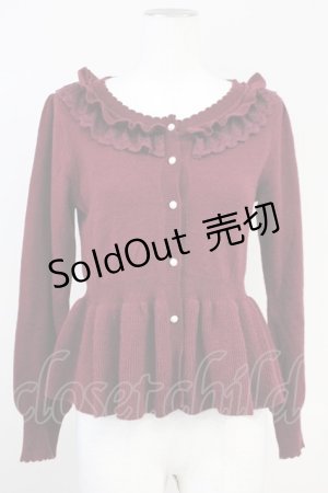 画像: axes femme / ローズレース襟ニットカーディガン  ボルドー T-25-05-16-035-AX-TO-SA-ZT