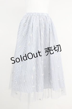 画像: axes femme / ストライプ×チュールスカート  ネイビーＸ白 T-25-05-16-039-AX-SK-SA-ZT