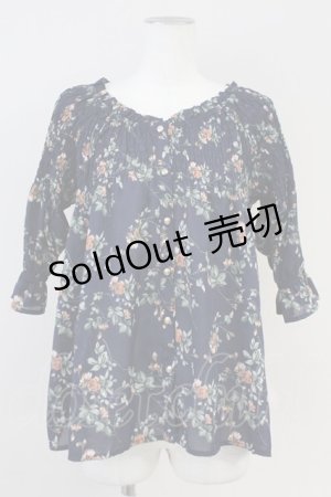 画像: axes femme POETIQUE / ドロップショルダーフリルブラウス  ネイビー T-25-05-16-005-AX-BL-SA-ZI