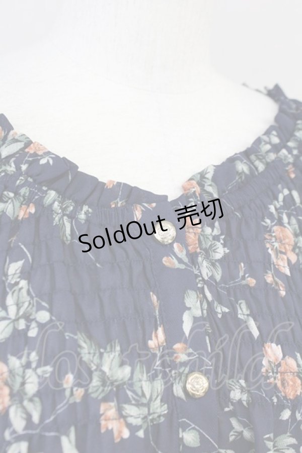 画像4: axes femme POETIQUE / ドロップショルダーフリルブラウス  ネイビー T-25-05-16-005-AX-BL-SA-ZI (4)