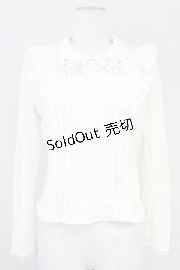 画像1: axes femme POETIQUE / フラワースカラップ襟ニットトップス  アイボリー T-25-05-16-006-AX-TO-SA-ZT (1)